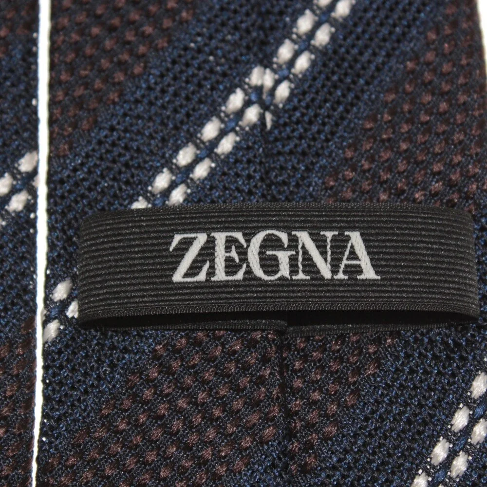 Zegna NWOT Neck Tie in Blues & White Stripes 100% Silk Made in Italy